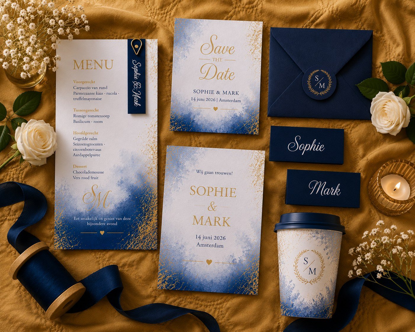 Navy Gold huisstijl voorbeeld